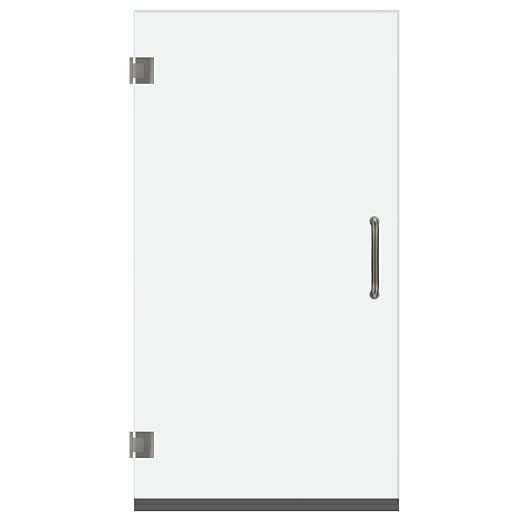 Fab Glass and Mirror Frameless Shower Door - 3/8" SGCC Tempered Safety Glass with SmartGuard Coating - Single Hinged Design - 28" X 72" Brushed Nickel Finish