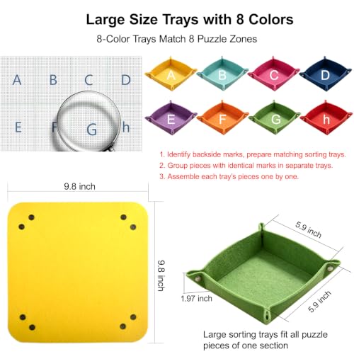 8 Pack Felt Puzzle Sorting Trays with 16 Puzzle Saver - Image 4
