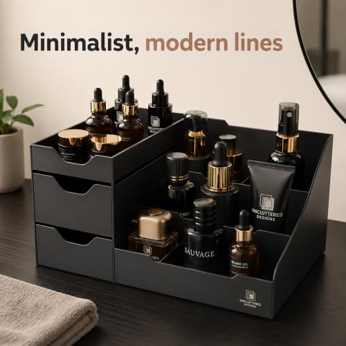 Uncluttered Designs Mens Cologne Organizer for Dresser, Black - Image 6
