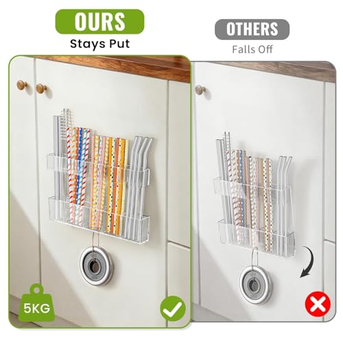 Mpotmiy 9.5" Large Acrylic Straw Holder for Cabinet Door, Straw - Image 7