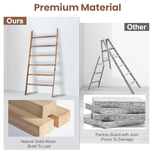 Blanket Ladder Shelf 6.4FT, 38 inch Wide Solid Wooden - Image 5