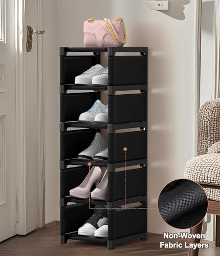 6-Tier Narrow Shoe Rack, Vertical Small Space Shoe Organizer - Image 5