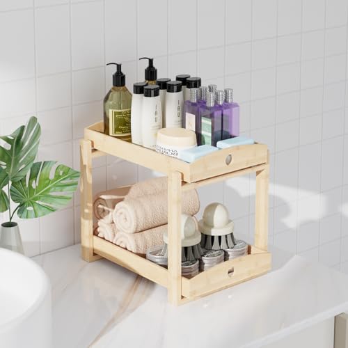 2 Pack Bamboo Under Sink Organizer, 2-Tier Pull-Out | All Products - Image 6