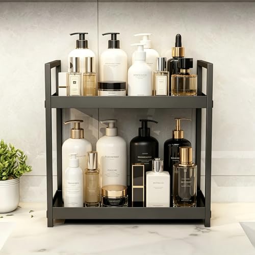 Bathroom Counter Organizer, 2 Tier Black Counter Shelf - Image 4