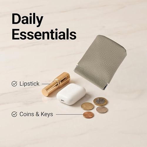 Mini Leather Coin Purse for Women, Cute Squeeze Pouch Clutch - Image 3