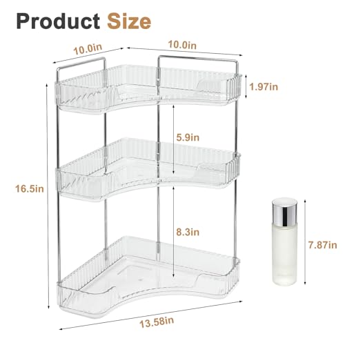 Goderewild Corner Bathroom Counter Organizer, 3-Tier Vanity Tray - Image 3