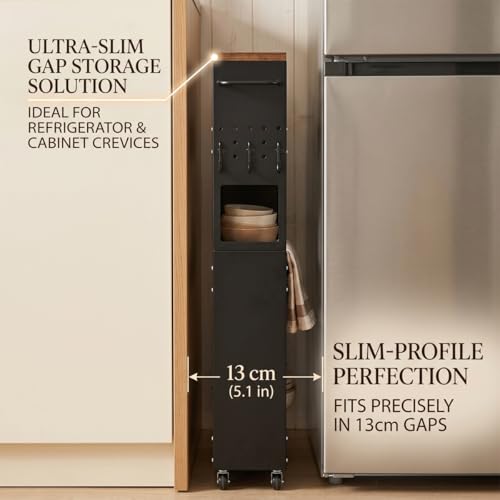 Slim 5.1" Rolling Storage Cart, Narrow Gap Organizer with Wheels - Image 4