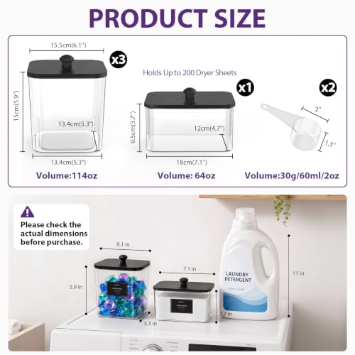 3+1 Pack Clear Laundry Pods Container & Dryer Sheet Holder - Image 4