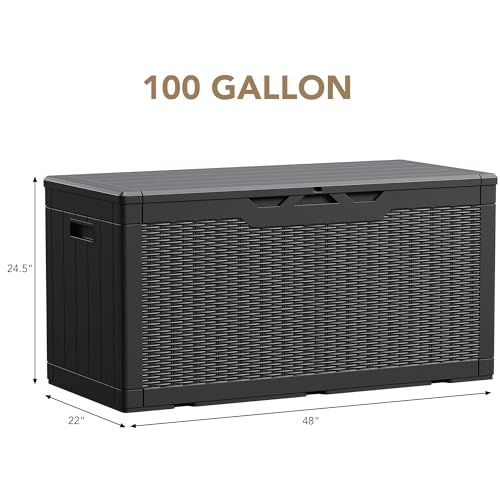 Devoko 100 Gallon Waterproof Deck Box, Resin Large Outdoor - Image 3