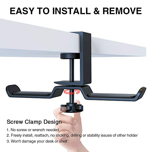 Dual Headphone Stand Hanger Under Desk, 360 Degree - Image 5