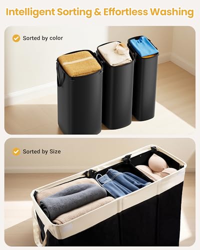 190L Laundry Hamper with Lid, Large Laundry Basket with Lid and 3 - Image 7