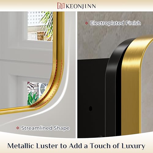 Keonjinn 20"x32" Gold Medicine Cabinet Mirror, Stepless - Image 7
