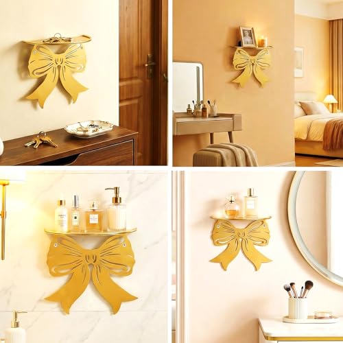 Wall Floating Shelves Gold Bow Shelf Butterfly Metal Shape - Image 8