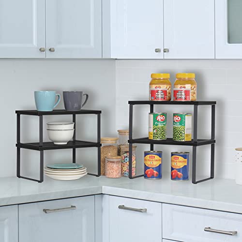 CADUKE Set of 4 Kitchen Counter Shelves, Cabinet Organizer, Black - Image 5