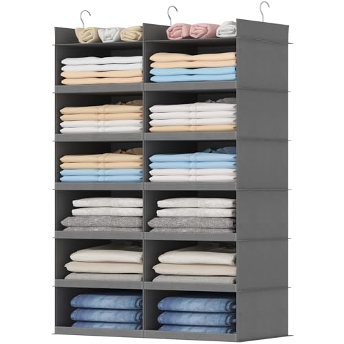 Lifewit 12 Sections Dual-Row Shelf Hanging Closet Storage - Image 2