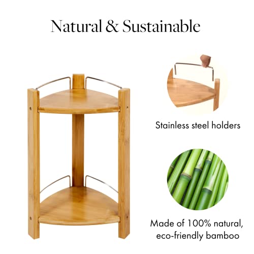 GOBAM Bamboo Shower Corner Caddy, Medium - 2 Tier Bathroom - Image 5