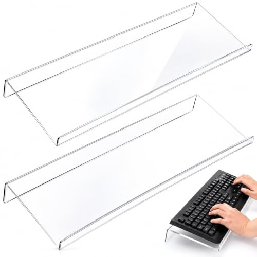 Eorbow 2 Pack Tilted Computer Keyboard Stand, Clear Acrylic - Image 2