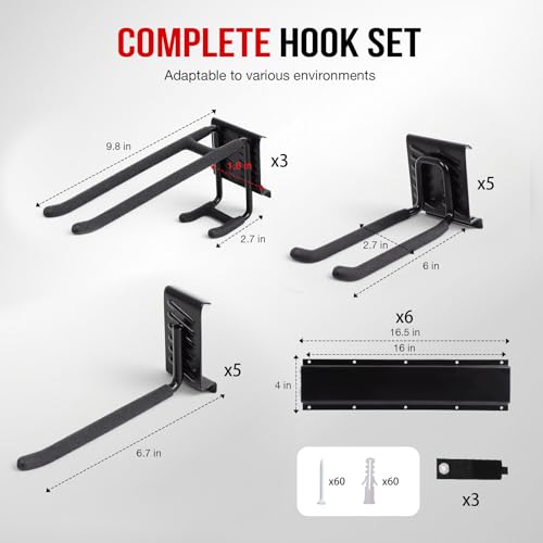 99 Inches Garage Storage Rack for Rake, Broom, Mop and Snowboard - Image 4