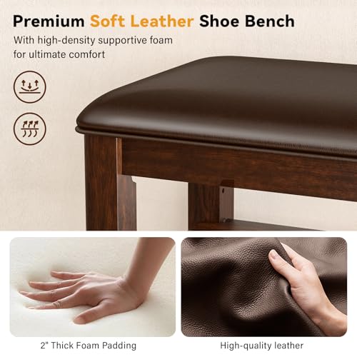Shoe Rack Bench for Entryway, 3 Tier Adjustable Shelves - Image 7