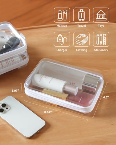 CoiiJoii 3PCS Medium Clear Hard Shell Zipper Case,Portable - Image 4