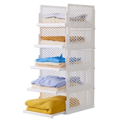 Pull-out Plastic Storage Basket,Stackable Closet | Home Organization - Image 2
