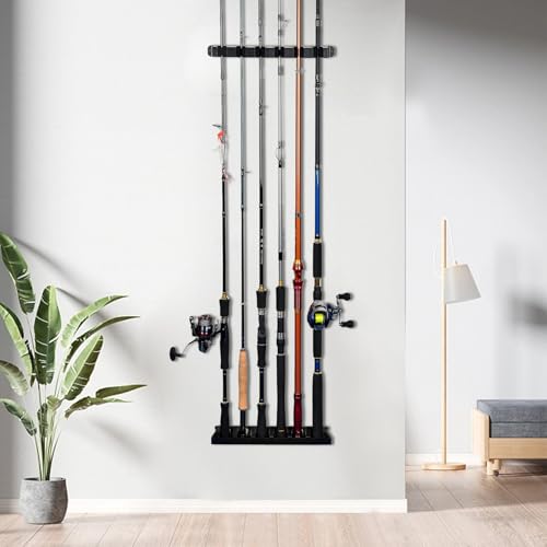 2-Set Vertical Fishing Rod Holders Wall-Mounted Holds 12 Rods - Image 3