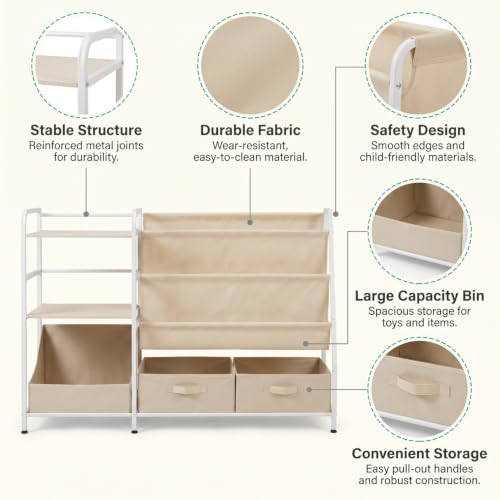 Kids Bookshelf and Toy Storage Organizer, 4-in-1 Bookcase - Image 7