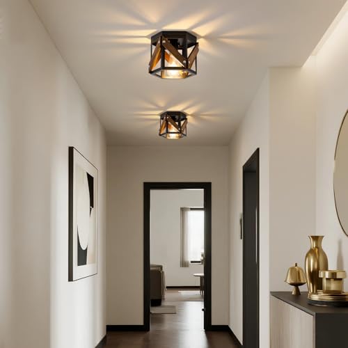 XSDeTu 2 Pack Farmhouse Flush Mount Ceiling Light, Rustic Hallway - Image 7