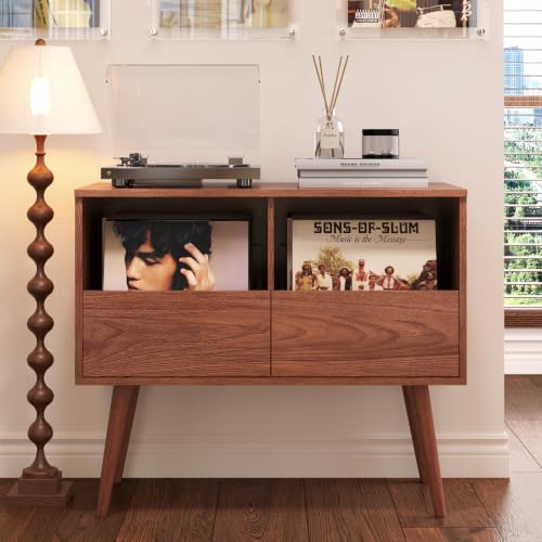 BROTTAR Mid Century Modern Record Player Stand with Vinyl - Image 2