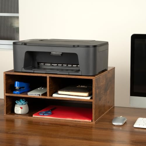 Printer Stand Shelf with Storage Wood Desk Paper Organizer - Image 6