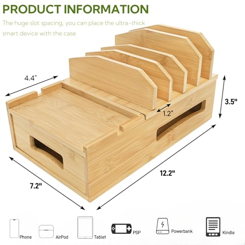 ZOOFOX Bamboo Charging Station for Multiple Devices, Desk Docking - Image 3