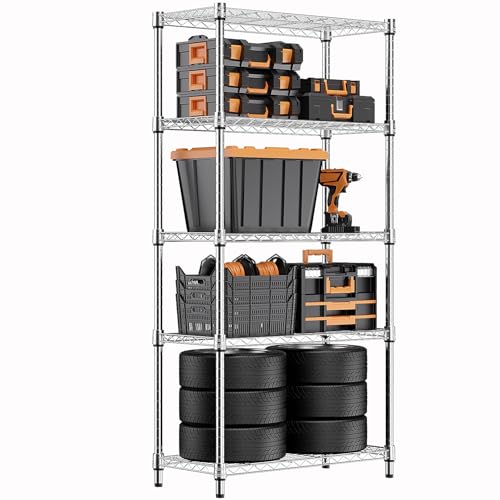M MZG 1250 lbs Steel Heavy Duty 5-Tier Utility Shelving Unit - Image 2