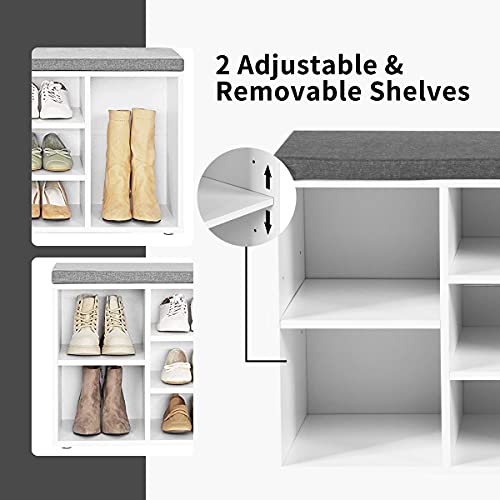 GIANTEX Shoe Storage Bench with Cushion, Entryway Shoe Rack Bench - Image 7