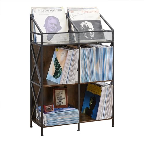EYOCAL 6 Grids Vinyl Record Storage Holder Rack， Wooden - Image 2