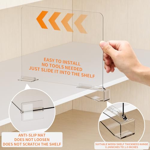 Yieach Adjustable Height Clear Shelf Dividers,6 Pack Acrylic - Image 6