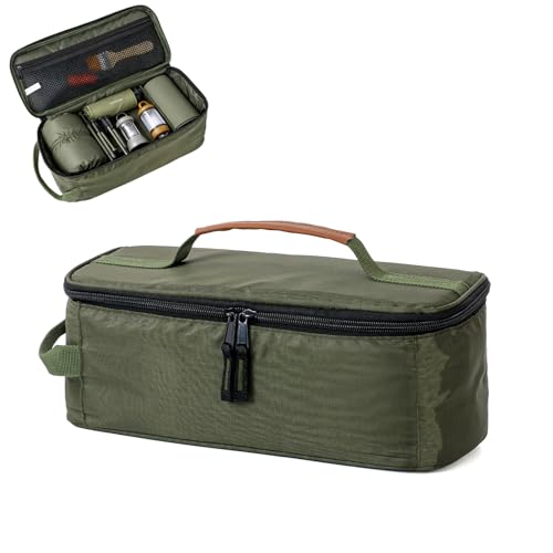 5L Camping Utensil Storage Bag with Mesh Pocket, Green - Image 2