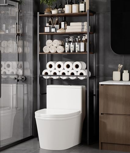 4-Tier Over-the-Toilet Storage Rack with One-Piece Wooden - Image 5