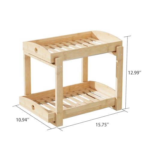 2 Pack Bamboo Under Sink Organizer, 2-Tier Pull-Out | All Products - Image 3