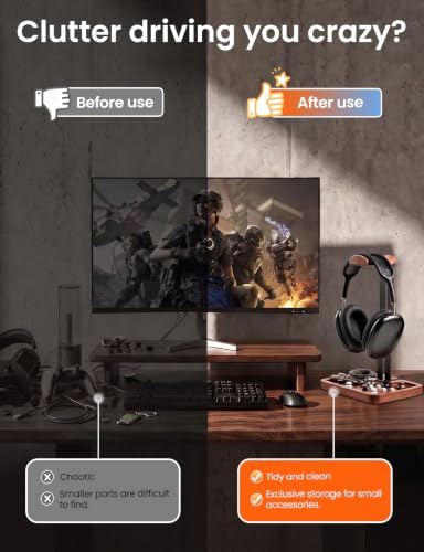 Wooden Headphone Holder, Solid Stand with Non-Slip | Home Organization - Image 3