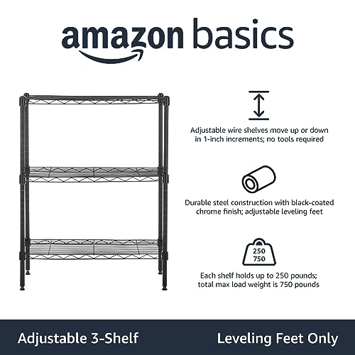 Amazon Basics 3-Shelf Adjustable Heavy Duty Steel Wire Rack - Image 4