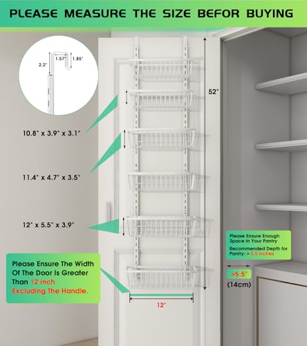 Mefirt 12 Inch Wide Narrow Over The Door Pantry Organizer - Image 3
