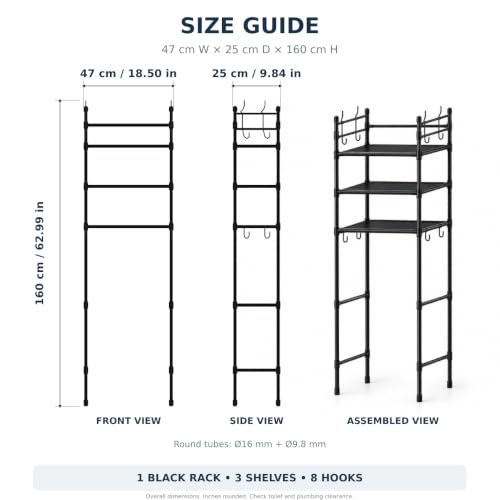 1 Piece Bathroom Shelves Over Toilet, 3 Tier Toilet Storage Rack - Image 3