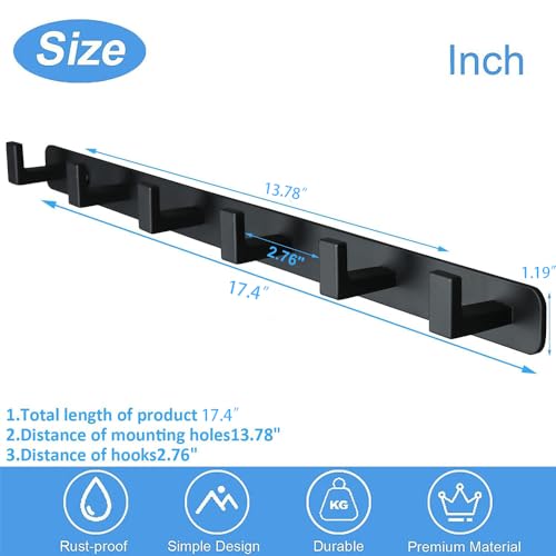 Coat Rack, Heavy Duty Stainless Steel 6 Tri Coat Hook Hanger - Image 4