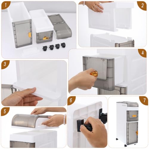 3-Tier Slim Bathroom Storage Cabinet, Narrow Rolling - Image 6