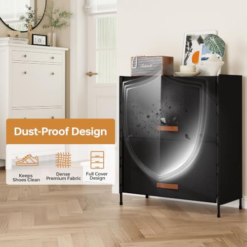 4-Tier Shoe Storage Cabinet with Fabric Cover, Hard Flip Doors - Image 7