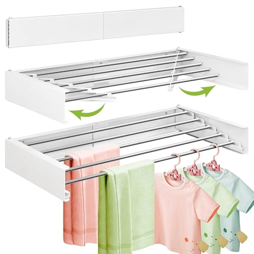 ZdwCyl Wall Mounted Drying Rack 32", Laundry Clothes - Image 2