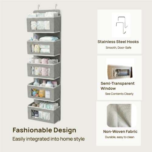 Over Door Organizer 5-Tier, Clear Window Hanging Shelf for Closet - Image 4