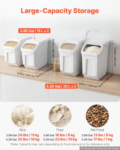 VEVOR Rice Storage Container 4 Pack 24lbs/3.96Gal x 2 + - Image 5
