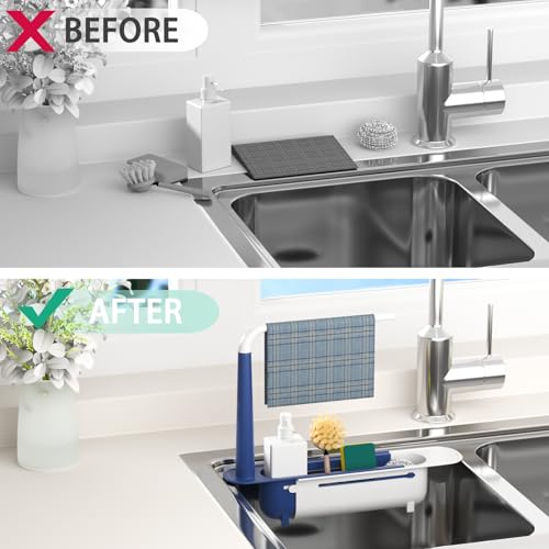 Telescopic Sink Storage Rack with 2 Sponge - Sink Caddy Sponge - Image 4