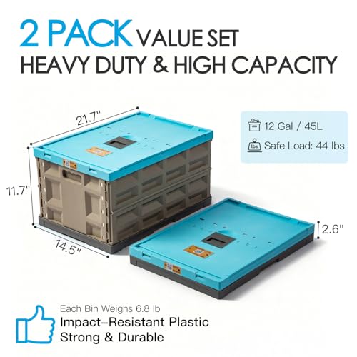 Heavy Duty Collapsible Storage Bins with Attached Lids - Image 3